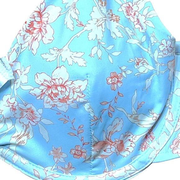 WeWoreWhat NWT Halogen Blue Floral Allie Underwire Padded Bikini Swim Top Large - Picture 4 of 11